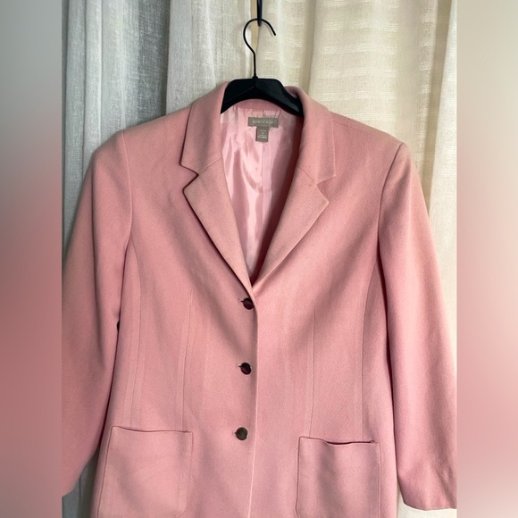 Nordstrom Jackets & Blazers - Vintage Nordstrom Baby Pink Y2K Cashmere Blend Blazer Silver Colored Buttons 14P